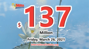 2021年3月23日的结果；百万大乐透奖金达到1.37亿美元。
